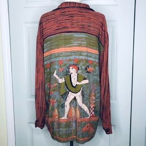 Rare VTG ‘70s ‘80s Tangents Novelty Greek Vibe Button Down Shirt Top Size L